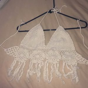 White Crochet Crop Top